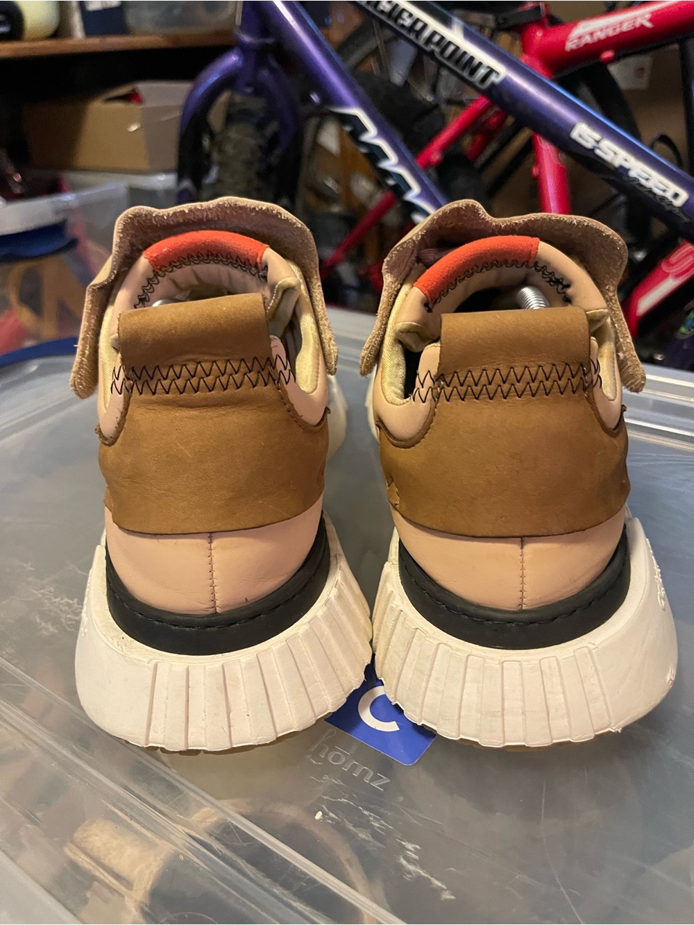adidas Beige/Tan Slip-On Leather Trainers - Picture 4 of 6